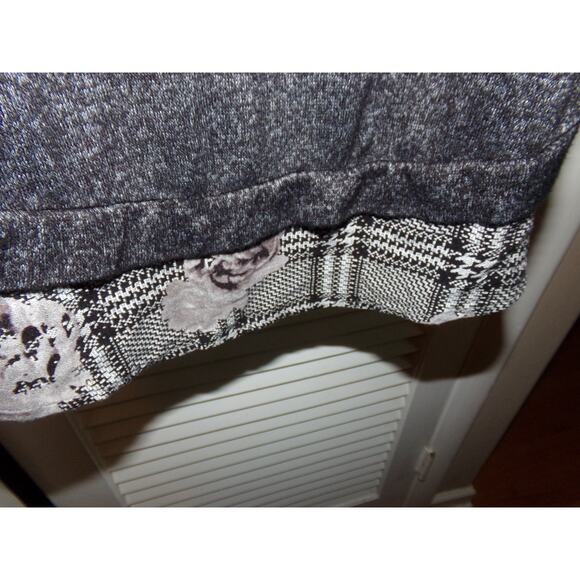 Vtg Lee marled black knit tunic/dress plaid hem front zip 1X Retro Soft Boho - Picture 2 of 5